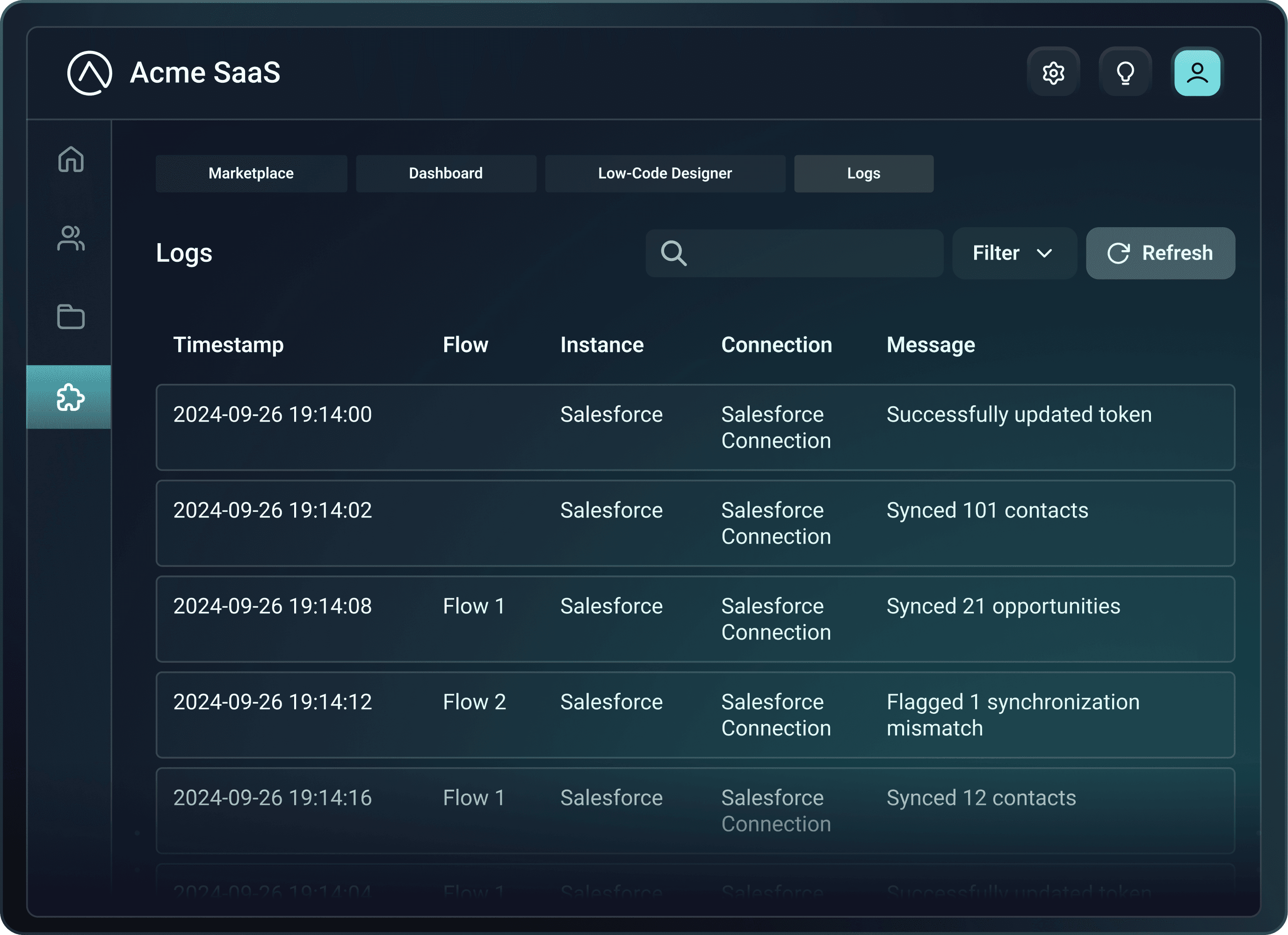 Integration logs Integration logs